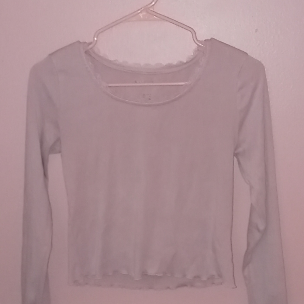 Pink/tan cropped long sleeve top